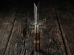Anahaw balisong butterfly knife open with the blade showing, second view