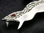 Hand Forged D2 Steel Balisong Snake Blade Knife| Stag & Brase Engraved Bolsters Handle | Premium Butterfly Knife with Snake Shape Leather Sheath BF-149 - Image 2