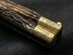 Hand Forged D2 Steel Balisong Snake Blade Knife| Stag & Brase Engraved Bolsters Handle | Premium Butterfly Knife with Snake Shape Leather Sheath BF-149 - Image 3