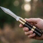 Kawayan Handmade D2 Steel Balisong Knife | Rosewood & Brass Bolsters Handle | Premium Butterfly Knife with Leather Sheath BF-138