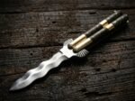 Lawin balisong butterfly knife open with the blade showing, second view
