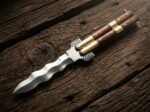 Lawin balisong butterfly knife open with the blade showing, third view