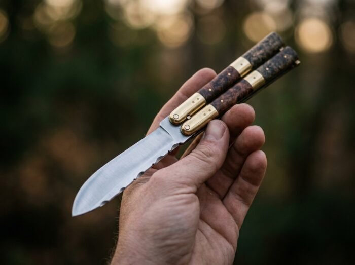Sigla balisong butterfly knife held in hand