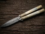 Sinauna balisong butterfly knife open with the blade showing, second view