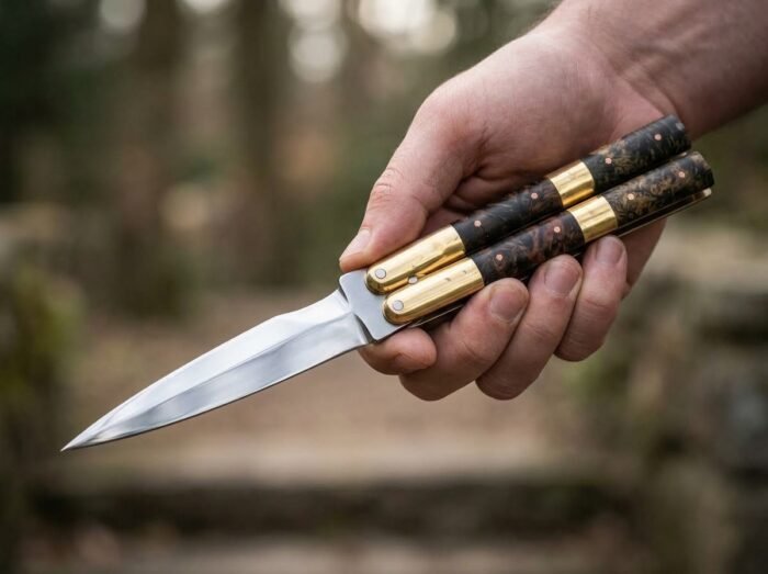 Talim Handmade D2 Steel Balisong Double Edge Knife