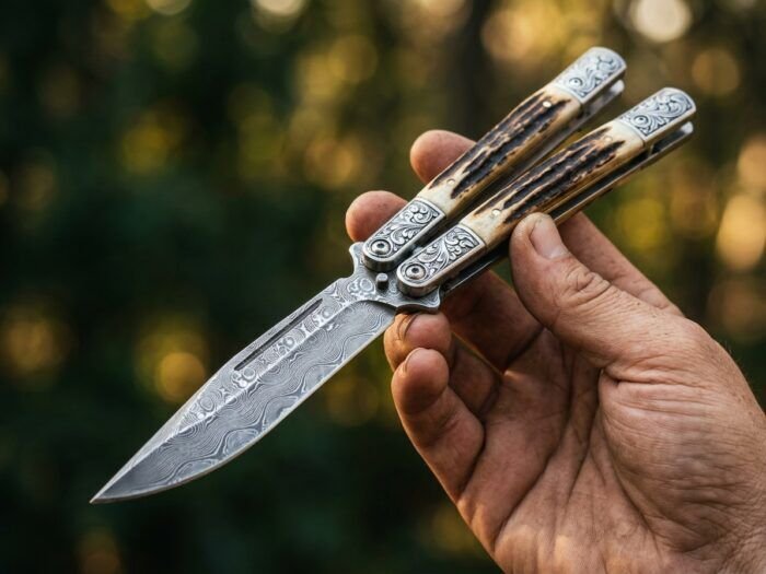 Ugat Handmade Damascus Steel Balisong Knife