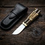 Sagisag Handmade D2 Steel Balisong Knife| Stag & Rose Wood Handle | Premium Butterfly Knife with Leather Sheath BF-158