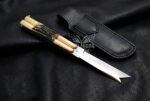Handmade D2 Steel Balisong Knife| Stag & Brase Bolsters Handle | Premium Butterfly Knife with Leather Sheath BF-153 - Image 3