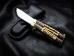 Handmade D2 Steel Balisong Knife| Stag & Rose Wood Handle | Premium Butterfly Knife with Leather Sheath BF-158 - Image 4