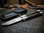 Handmade D2 Steel Balisong Knife | Wenge Wood Engraved & Steel Bolster Handle | Premium Balisong Knife with Leather Sheath BF-161 - Image 2