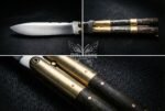 Handmade D2 Steel Balisong Knife| Rose Wood & Brase Bolsters Handle | Premium Butterfly Knife with Leather Sheath BF-151 - Image 2