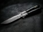 Handmade Damascus Steel Balisong Knife | Black Horn & Damascus Steel Bolster Handle | Premium Butterfly Knife with Leather Sheath BF-162 - Image 4