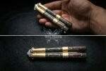 Handmade D2 Steel Balisong Knife| Rose Wood & Brase Bolsters Handle | Premium Butterfly Knife with Leather Sheath BF-151 - Image 3
