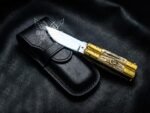 Handmade D2 Steel Balisong Knife| Stag & Brase Bolsters Handle | Premium Butterfly Knife with Leather Sheath BF-159