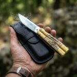 Bituin Handmade D2 Steel Balisong Knife| Stag & Brass Bolsters Handle | Premium Butterfly Knife with Leather Sheath BF-159