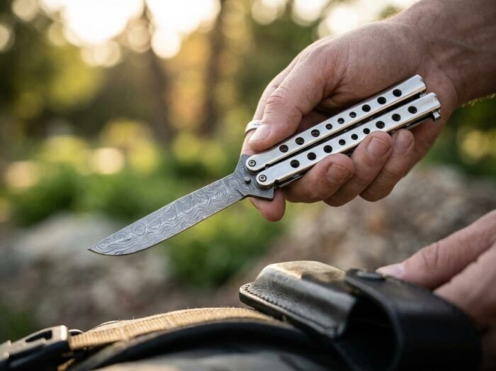Pilak balisong butterfly knife held in hand