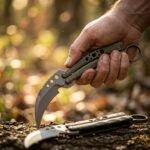 Dahon Handmade Karambit Balisong Butterfly Knife | Matte Stone Washed D2 Tool Steel | OD Green Micarta Handle with Leather Sheath BF-179