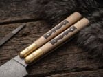 Close up of the Kislap balisong chef knife handle