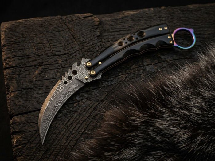 Singsing Handmade Damascus Steel Karambit Balisong Butterfly Knife