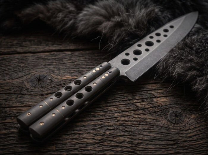 Sinag balisong chef knife open with the blade showing