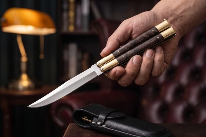 Hedgehog Handmade High Carbon Steel Original Filipino Balisong Butterfly Knife with Brass and Kamagong Wood Handle
