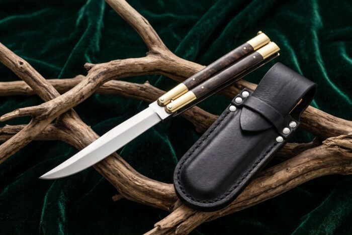 butterfly knife with leather cover