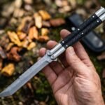 Tindalo Filipino Traditional Series Damascus Steel Beautiful Tanto Blade Butterfly Balisong Knife USA Made With Stag Horn Handle BF-129
