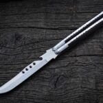 Monkey Handmade D2 Tool Steel Original Filipino Balisong Butterfly Knife with Stainless Steel and Kamagong Wood Handle | 29cm Full Size Collector Gift | BF-83