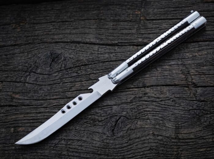 Monkey Handmade D2 Tool Steel Original Filipino Balisong Butterfly Knife with Stainless Steel and Kamagong Wood Handle