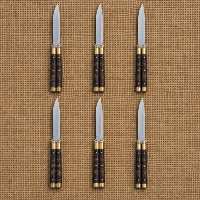 Set of 6 matching balisongs: Kalayaan Filipino Traditional D2 Steel Beautiful Blade