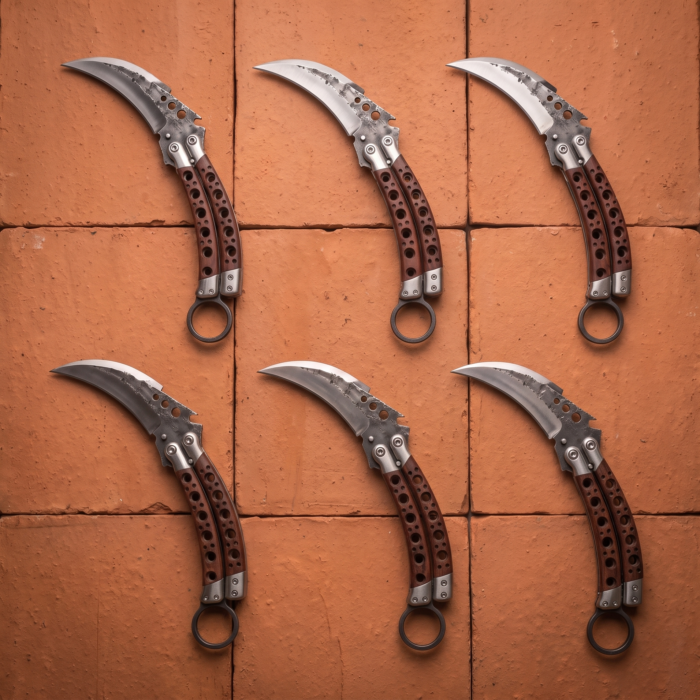 Set of 6 matching balisongs: Kawit Handmade Karambit Balisong Butterfly Knife