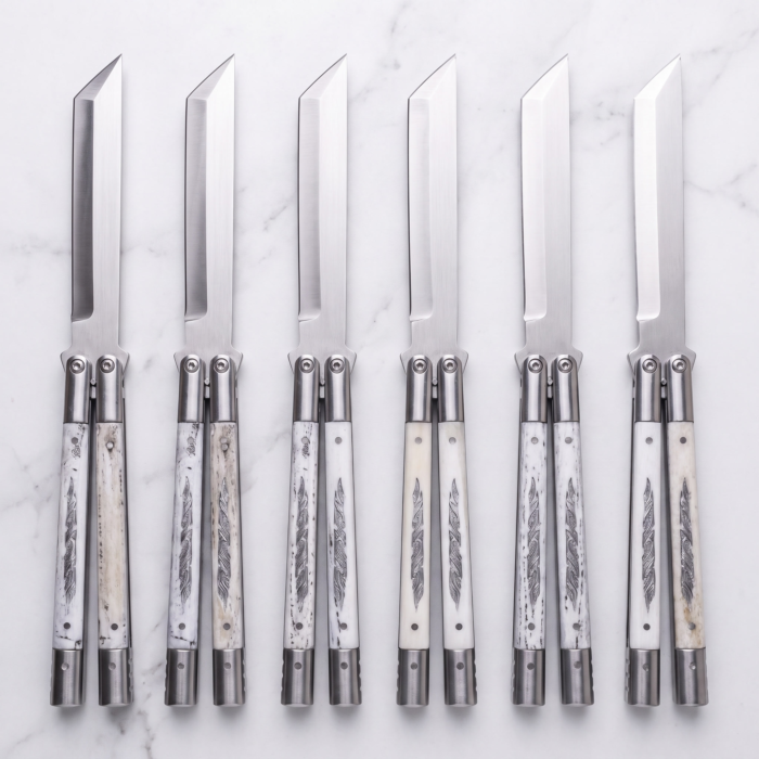 Set of 6 matching balisongs: Moorhen Handmade D2 Tool Steel Original Filipino Balisong