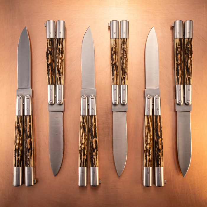 Set of 6 matching balisongs: Musang Asian Palm Civet Handmade 440C Stainless Steel