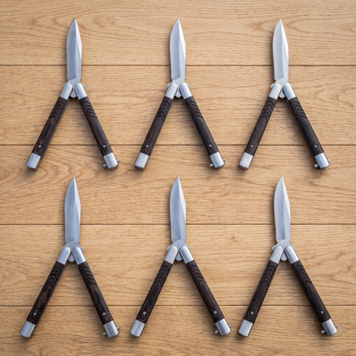 Set of 6 matching balisongs: Ukit Handmade D2 Steel Balisong Knife